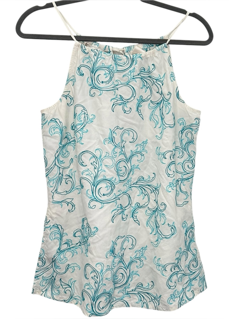 Tommy Bahama Silk Blend Embroidered Tank Top white blue coastal medium